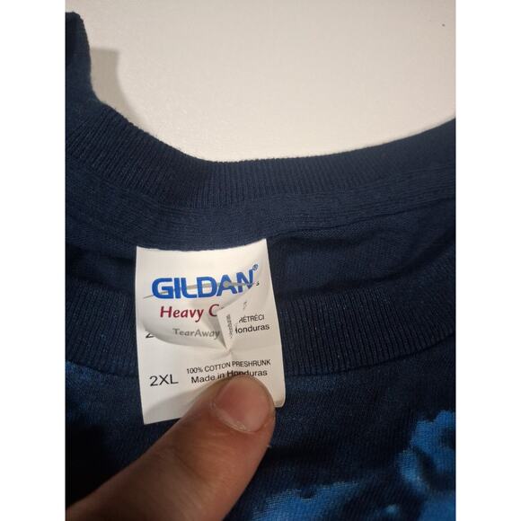 Vintage Wolf Howling At Moon Dark Blue T-Shirt Gildan Heavy Cotton 2XL - Picture 3 of 4